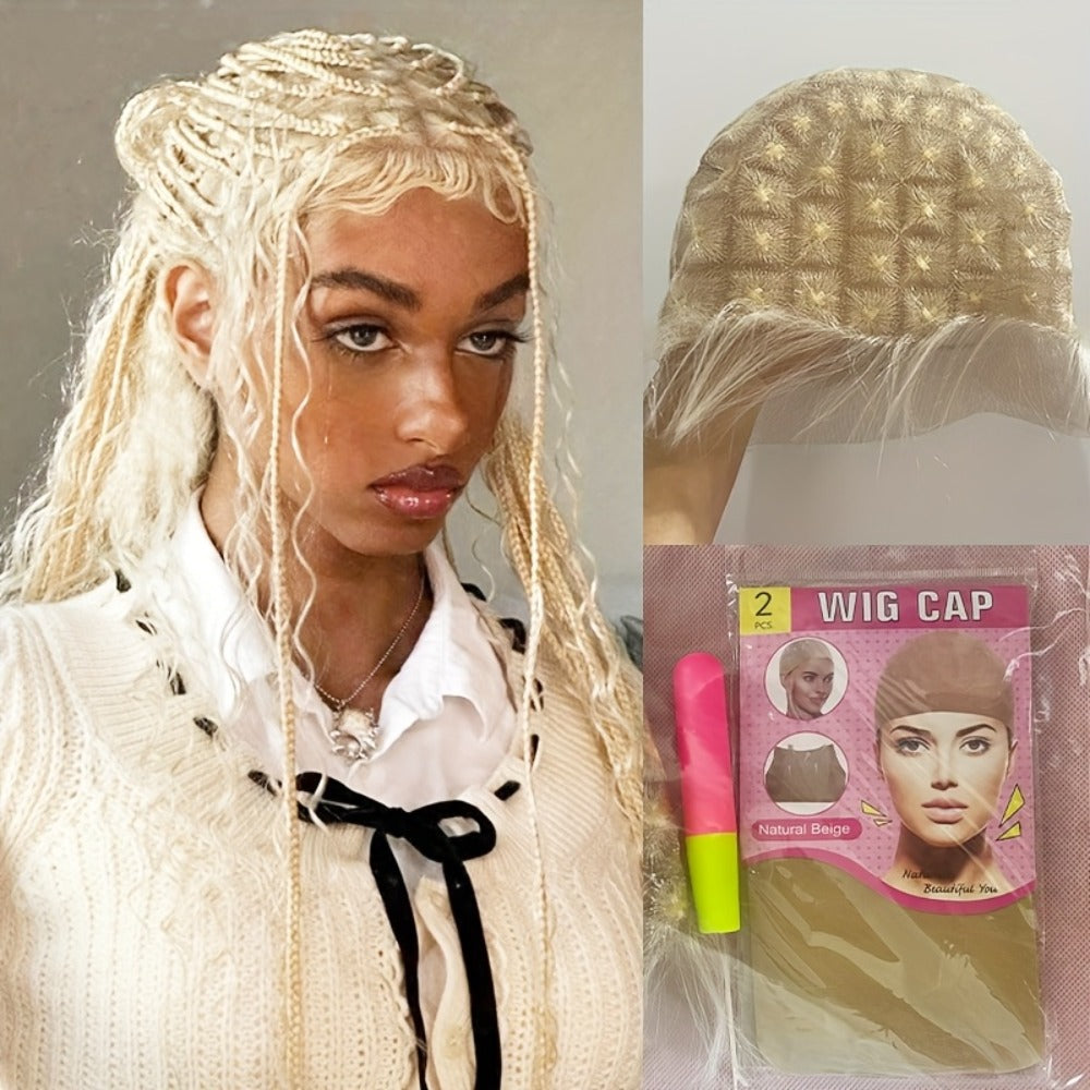 HD Lace Crochet Wig Cap Pre-Made Braided Sections Baby Hair Glueless Full Lace Base for Box Braids Goddess Passion Twist 45-122 Sections