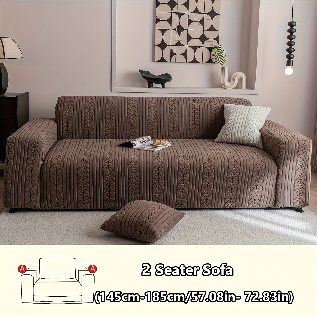 Sofa Cover Zigzag-Texture Fitted Slipcover for 1, 2, 3 or 4-Seater Sofas in Four Neutral Colors