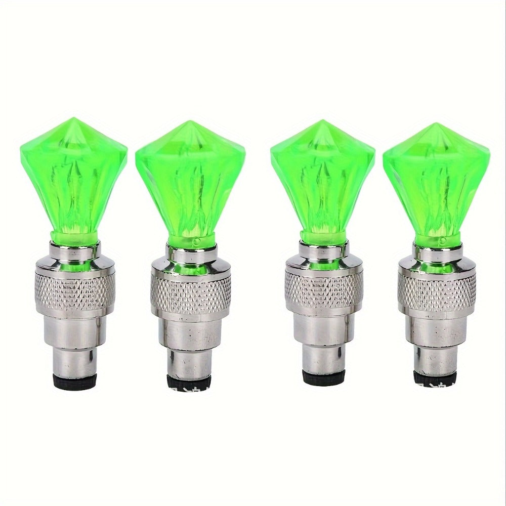 LED Tire Valve Stem Light Sets in 4-, 8- or 16-Piece Blue, Green, Red, Mixed and Skull-Top Configurations