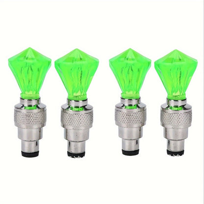LED Tire Valve Stem Light Sets in 4-, 8- or 16-Piece Blue, Green, Red, Mixed and Skull-Top Configurations