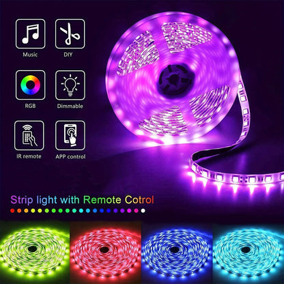 Color Changing LED Strip Lights RGB Music Sync App Remote Control 16 Million Colors Dimmable Timer DIY Smart Light Strip for Bedroom Living