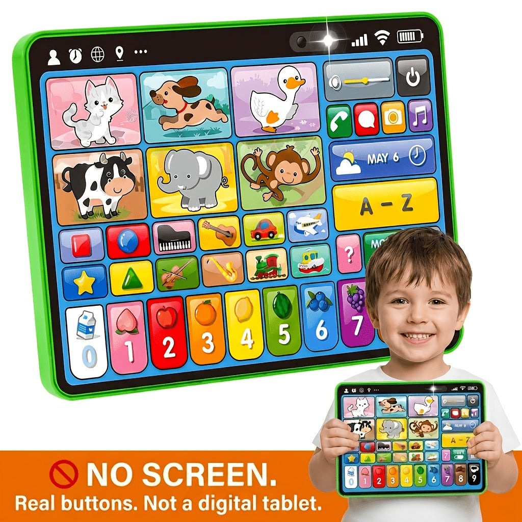 Trilingual Toddler Learning Tablet Toy, 39 Buttons 4 Play Modes Alphabet Numbers Colors Animals Music