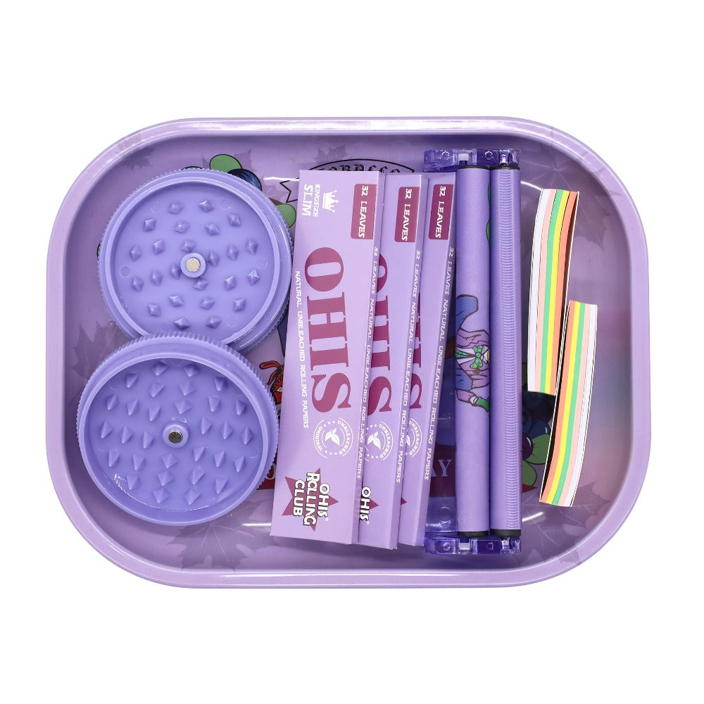 Rolling Tray Set with Grinder Rolling Papers Filter Tips Cigarette Maker – Complete Smoking Accessories Kit Gift Set for Valentine's Day