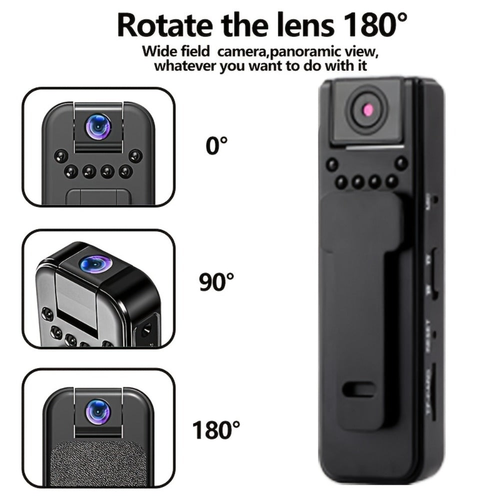 HD Night Vision Body Camera Portable Clip-On Wearable Sports Action Cam with Wide Angle Lens for an Everyday Personal Care Routine