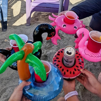 Floating Pool Drink Holders 15 Pack, Flamingo Inflatable Cup Coasters for Beer Cans, Water Bottles & Beverages