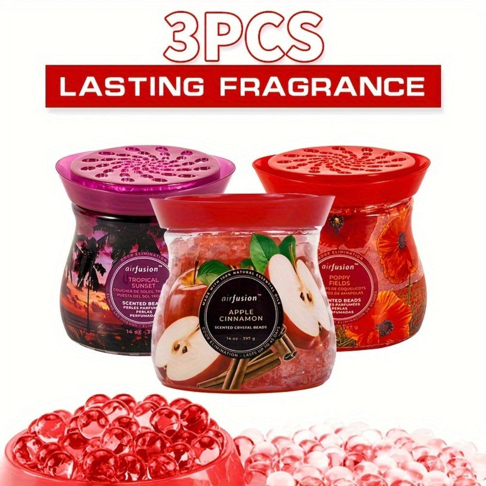 Air Freshener Scented Beads 3-Pack, Fragrance Beads, Multi-Purpose Odor Eliminator for Home, Car
