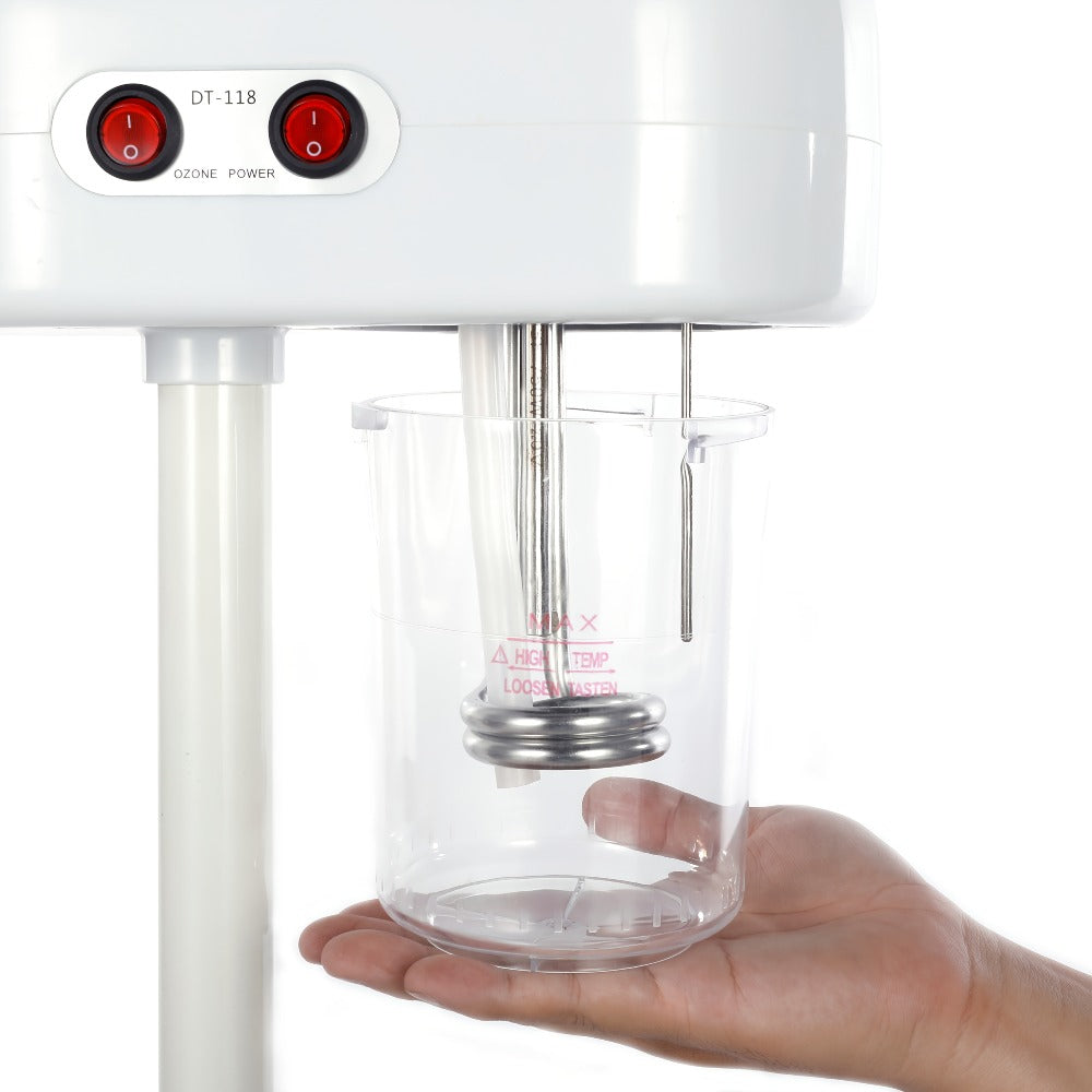 Standing Facial Steamer with Five-Wheel Rolling Base, Black or White Head and Adjustable 26.8–36.4-Inch Height