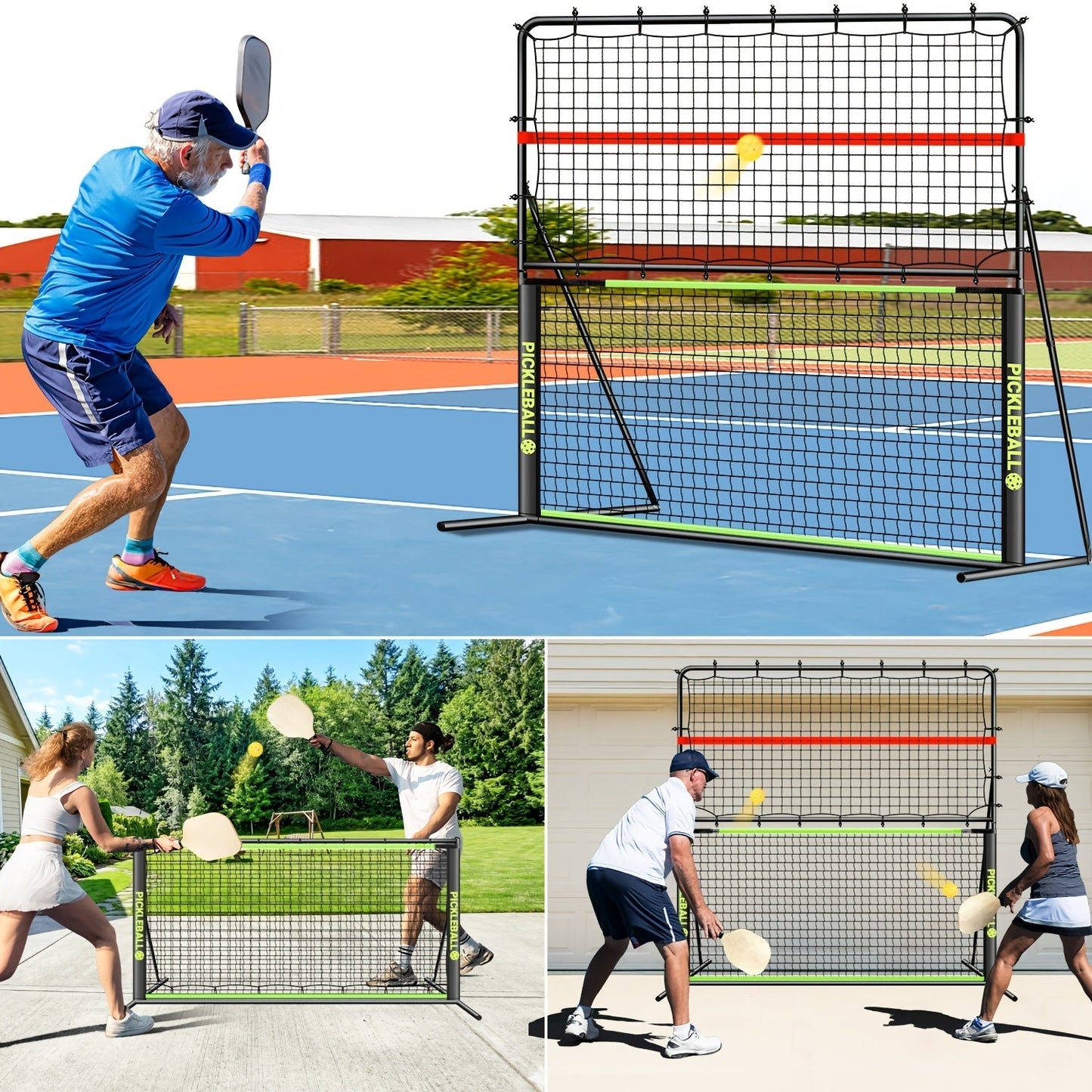 Pickleball Rebounder Net 6x6ft Angle Adjustable – 2-in-1 Practice Rebound Net for Dinks, Volleys & Hits Training