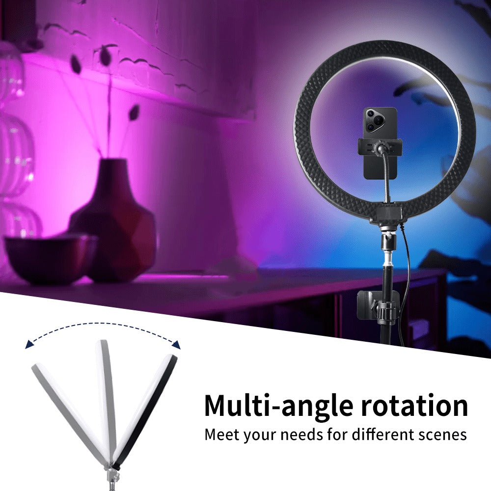 Ring Light 12 Inch Adjustable Brightness RGB with 63 Inch Floor Stand for Photo Selfie Video for an Everyday Personal Care Routine