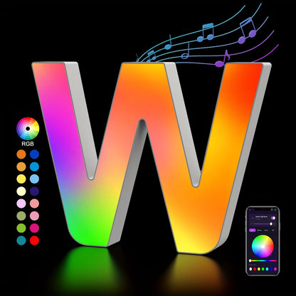 LED Letter Lights Music Sync – Colorful Flashing Marquee Alphabet Lights for Room Decor, Party, Bedroom, Festival & Camping