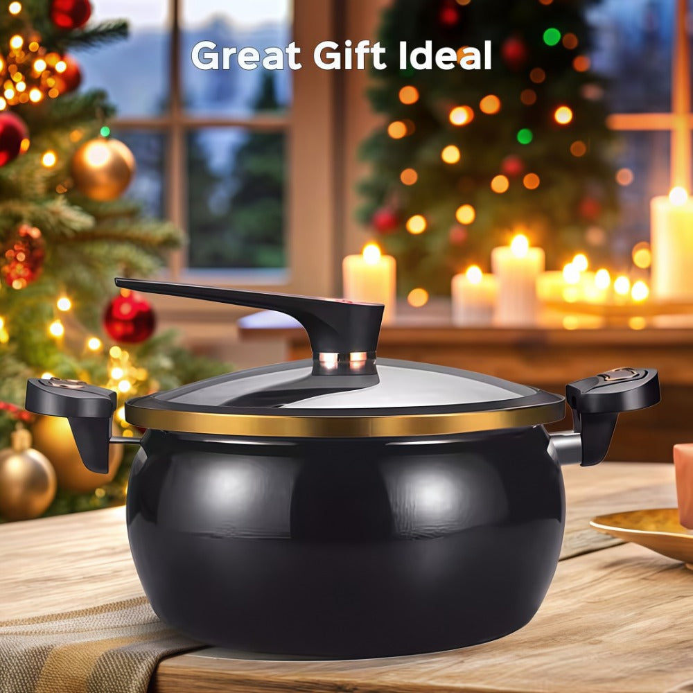 Non-Stick Soup Pot with Twist-Lock Handle | Large Capacity Stew Pot Compatible with Gas Stove Induction Cooker Open Fire | Multi-Function
