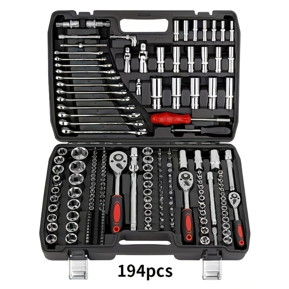 Impact Socket Set in 53, 54, 194 or 518-Piece Options with 3/8-Inch Drive, Metric and Imperial Sizes for Car Repair and DIY