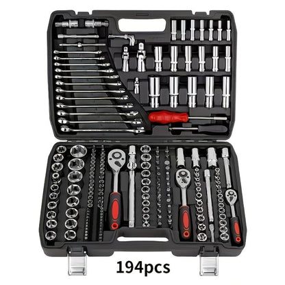 Impact Socket Set in 53, 54, 194 or 518-Piece Options with 3/8-Inch Drive, Metric and Imperial Sizes for Car Repair and DIY