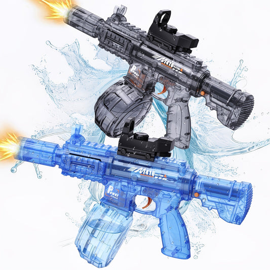 Two-Piece Electric Light-and-Sound Water Blaster Sets in 727 or 737 Models and Blue or Black Colors