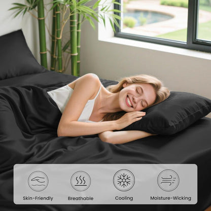 Viscose-from-Bamboo Sheet Set with 4- or 6-Piece Configurations, 11 Colors and 16-Inch Pocket Label