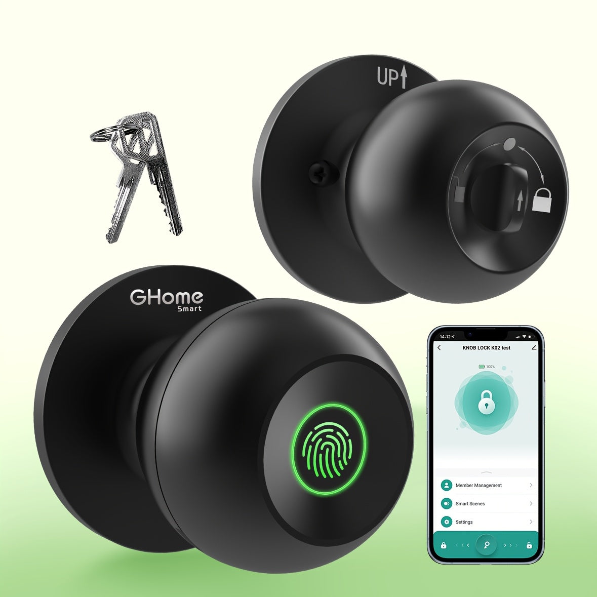 Smart Door Lock GHome K10 K10 PRO K20 and KD03 PRO Knob Models with Three or Four Access Methods