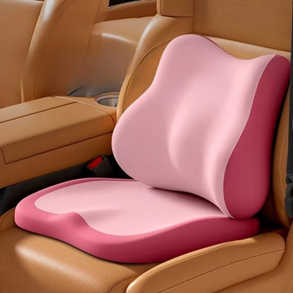 Car Seat Cushion Set 2-Piece – Memory Foam Elevated Driving Cushion with Lumbar Support & Neck Pillow, Height Booster for Car & Home Chair