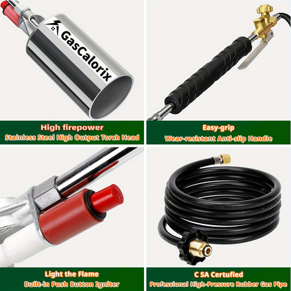 Weed Burner Torch Propane with 10ft Hose & Turbine Trigger, High-Output Flame Weeder with Cylinder Converter for Garden Weeding