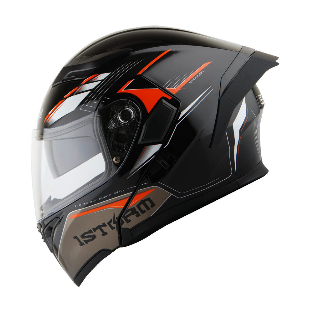 Motorcycle Helmet Modular Flip-Up Full-Face Shell with Dual Visors, S-XL Sizes and Arrow, Storm or Glossy Styles