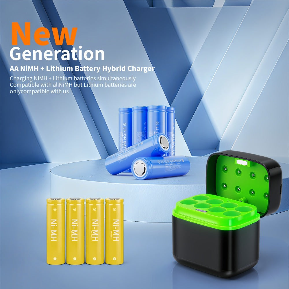 AA AAA Battery Charger Smart Hybrid Charger for NiMH and Li-ion Rechargeable Batteries for an Everyday Personal Care Routine