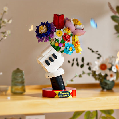 DIY Flower Bouquet Building Blocks Set with Display Stand – Multicolor Brick Flower Maker Home Decor Never Wilts Mother's Day Valentine's