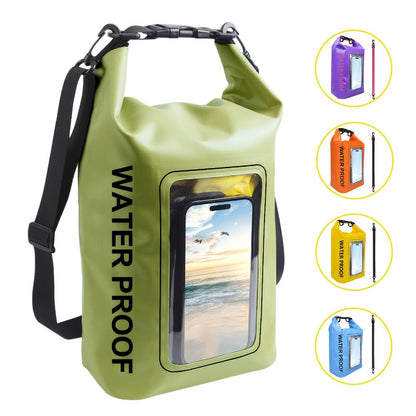 Dry Bag Backpack with Touchscreen Phone Window & Roll Top Closure, Dry Storage Bag for Men Women