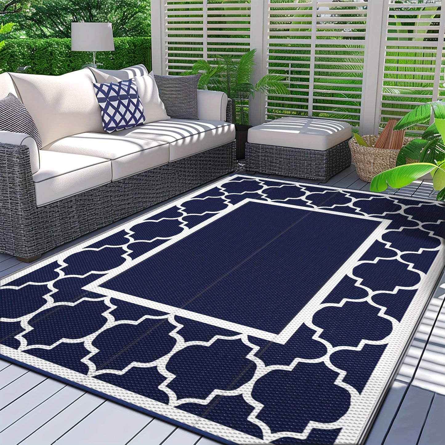 Outdoor Reversible Plastic Straw Rug for Patio Deck RV Camping – Waterproof UV-Resistant Lightweight Mat, Multiple Sizes & Colors