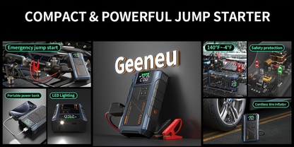 Jump Starter with Air Compressor 5000A Peak 150PSI Tire Inflator 5-in-1 Portable Car Battery Jump Pack for Garden, Patio and Yard Use
