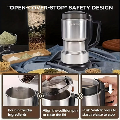 Electric Grain Grinder Mill, High-Speed Spice Coffee Herb Grinding Machine with Powerful Motor, Compact Design for Home Kitchen Use