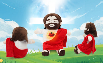 Sacred Heart of Jesus Plush Doll 15.7 Inch - Breathing Glowing Light Christian Religious Toy for Kids