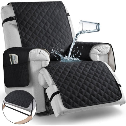 Chair Cover Quilted Recliner Throw with Side Pocket and Adjustable Strap in Seven Available Colors