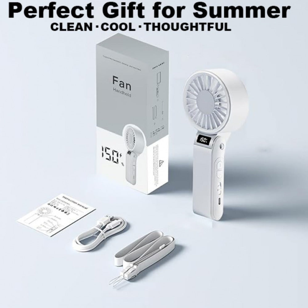 Handheld Fan USB-C Rechargeable 150-Speed Stepless Adjustable Turbo Fan LED Display for Home, Office and Desktop Air Circulation