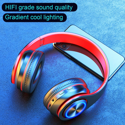 LED Light Over-Ear Wireless Headphones Deep Bass Subwoofer, Active Noise Cancelling Foldable Headset Bluetooth 5.3