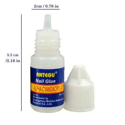 Nail Glue Set, ANTEGU 20 Pointed-Nozzle Bottles for Press-On Nails, Nail Tips, Rhinestones and Nail Repair