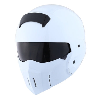 Motorcycle Helmet Convertible Full/Open-Face Shell with Detachable Mask, Smoked Shield, S-XL Sizes and Multiple Styles