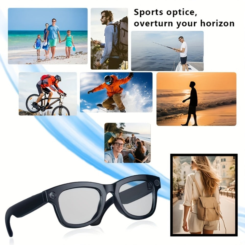 Smart Glasses Camera and Camera-Free Eyewear with Photochromic, Transparent and Black Lens Options