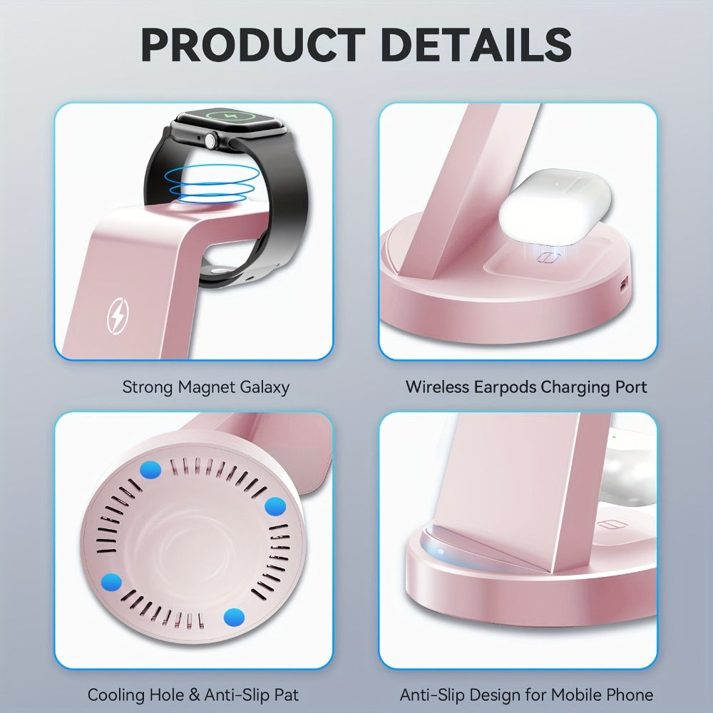 Wireless Charging Station, 3-in-1 Multi-Style Dock for iPhone, Samsung Galaxy, Apple Watch and AirPods