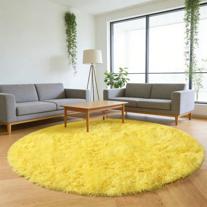 Area Rug Fluffy Faux-Fur Shag in Solid, Tie-Dye and Ombre Colors with Six available Room Sizes