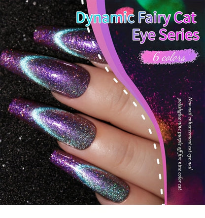 Cat Eye Gel Polish Set 6 Colors Holographic Magnetic – Dynamic Elf Reflective Soak Off UV LED Nail Gel 0.51oz Each | Multidimensional
