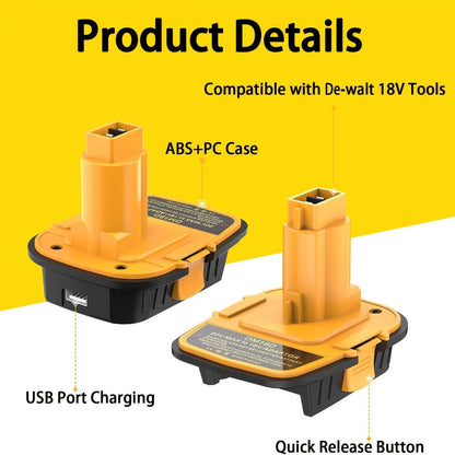 Battery Adapter DM18D DeWalt 18V to 20V Converter with USB Port Compatible with DeWalt 20V for Entryways, Bedrooms and Living Spaces