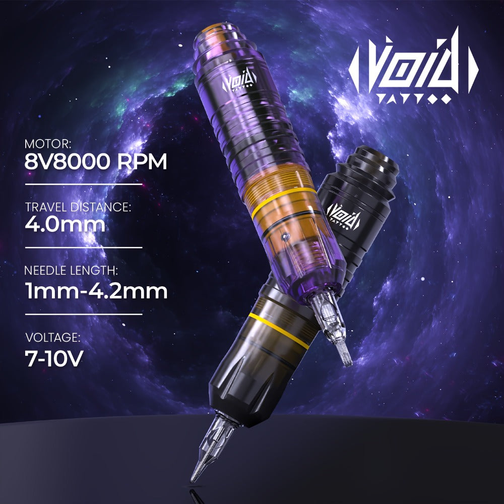 Cordless Tattoo Pen Kit Complete Set VOID 1200mAh Battery USB Type-C 20 Needles 5 Inks 40 Ink Caps Practice Skin Transfer Paper Gloves