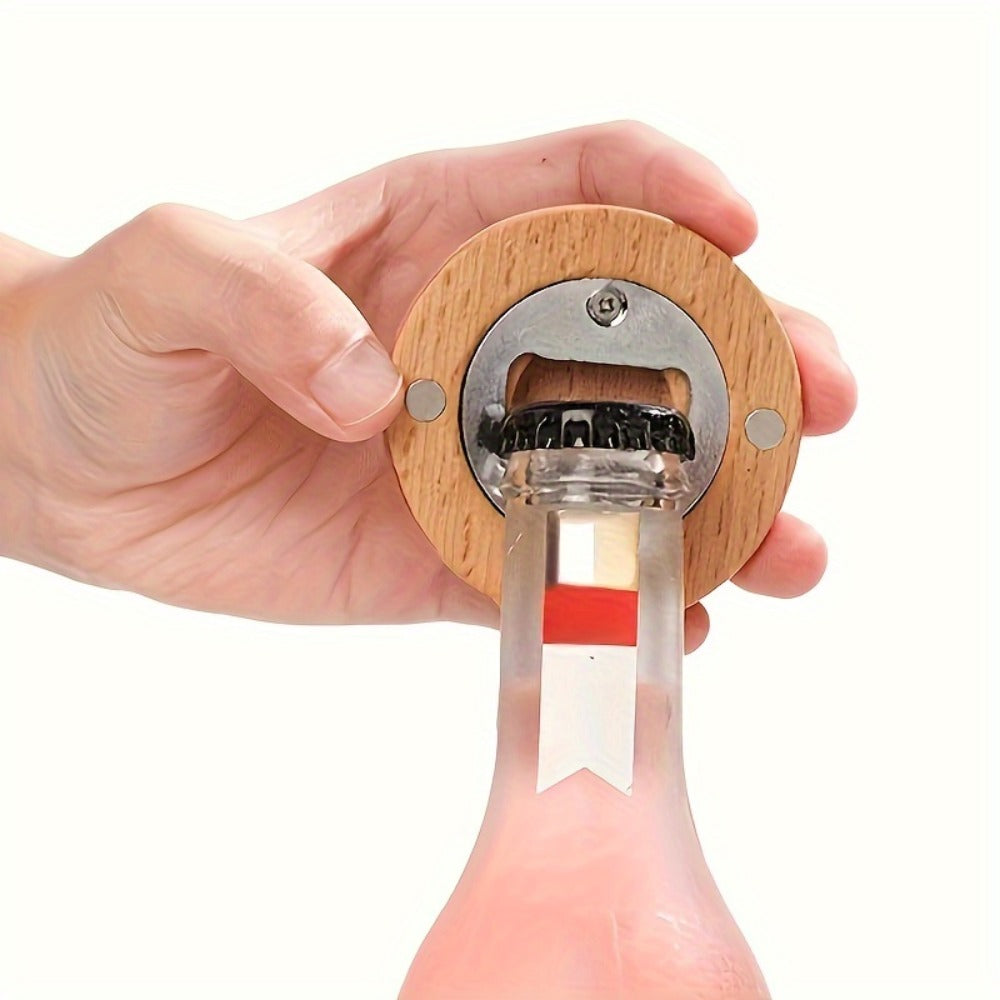 Bamboo Magnetic Bottle Opener Bulk 20 40 80 160 Pack – Round Fridge Magnet Blank Bottle Opener for Wedding Favors Party Gifts Kitchen Decor