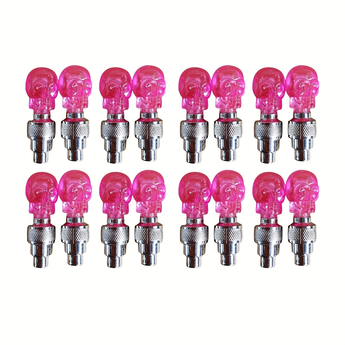 LED Tire Valve Stem Light Sets in 4-, 8- or 16-Piece Blue, Green, Red, Mixed and Skull-Top Configurations