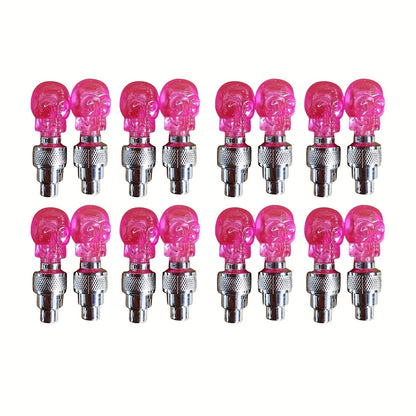 LED Tire Valve Stem Light Sets in 4-, 8- or 16-Piece Blue, Green, Red, Mixed and Skull-Top Configurations