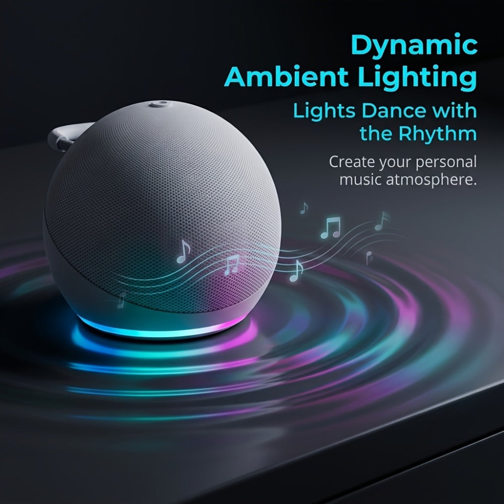 Portable Bluetooth Speaker Spherical Model with RGB, TWS, Subwoofer, 360° and Included Base