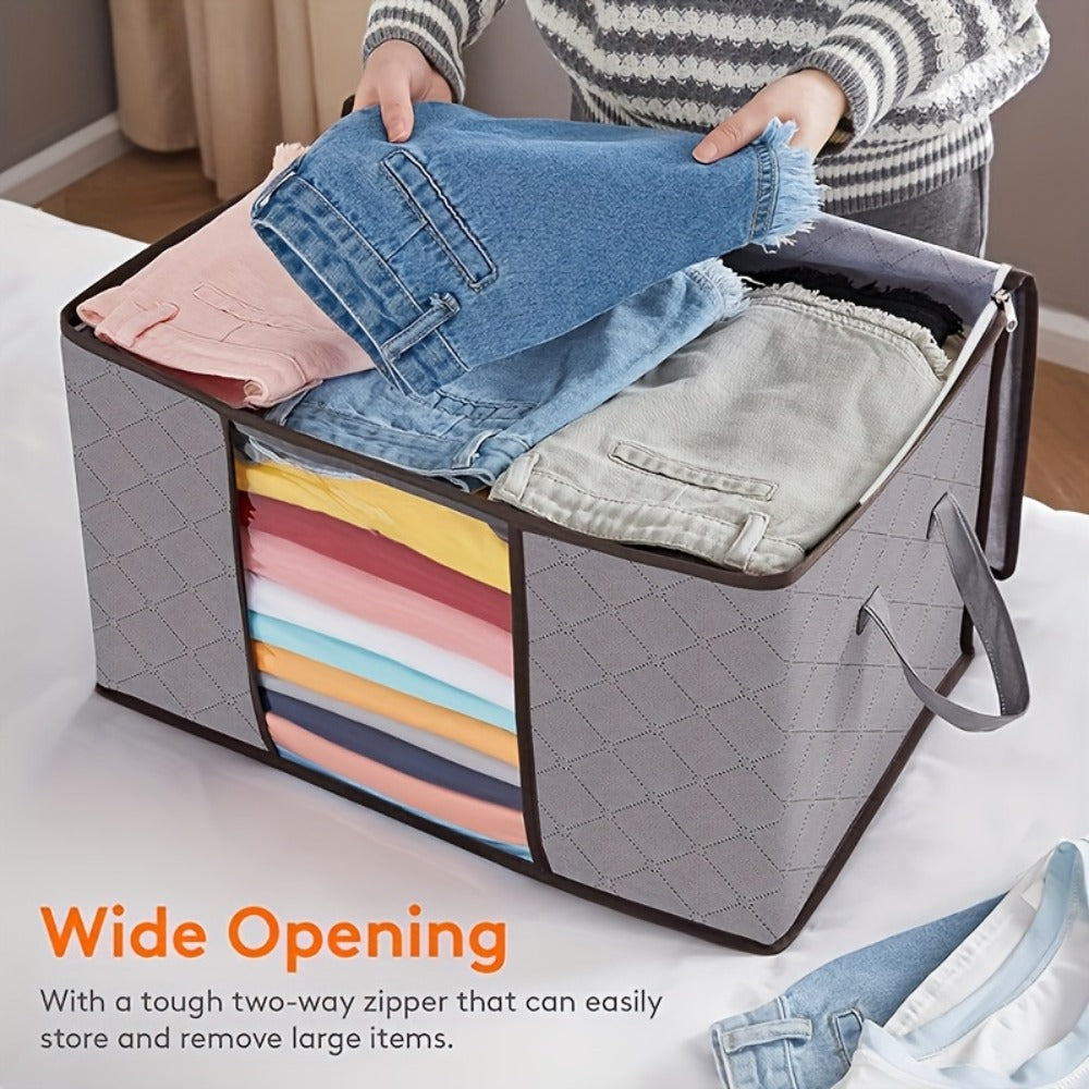 Storage Bag Set, 6-Piece Rectangular Non-Woven Closet Organizers with Zipper Closures, Handles and Foldable Design