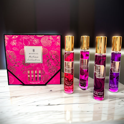 Travel Size Perfume Set for Women – Mystical 4-Piece Fresh Fruity Fragrance Kit 20ml Each, Layered Front Mid & Base Notes