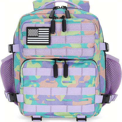 Mini Hiking Backpack 2.38 Gallon Daypack Zipper Closure Hip Strap for Daily Use Fitness Cycling Camping Travel School Strawberry Cat Paw