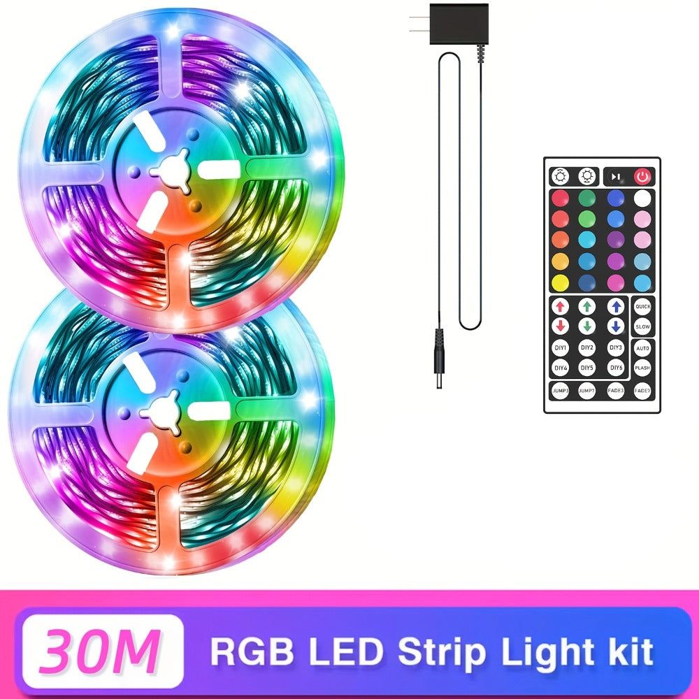 RGB LED Strip Lights for Party Wedding Event with 44-Key Remote – Colorful Color Changing Dimmable 50FT 100FT for Bedroom Kitchen Bar
