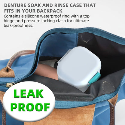 Denture Bath Case Leak-Proof with Drainage Basket Silicone Ring Safety Buckle Portable Travel for an Everyday Personal Care Routine